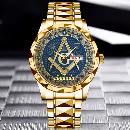 Masonic Square & Compass Customized Watch - Personalized Name – Timeless Fraternity Gift