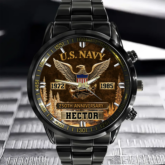 250th Anniversary Customized Veteran Watch - Personalized Name & Year And Military Branch - Gift For Veterans