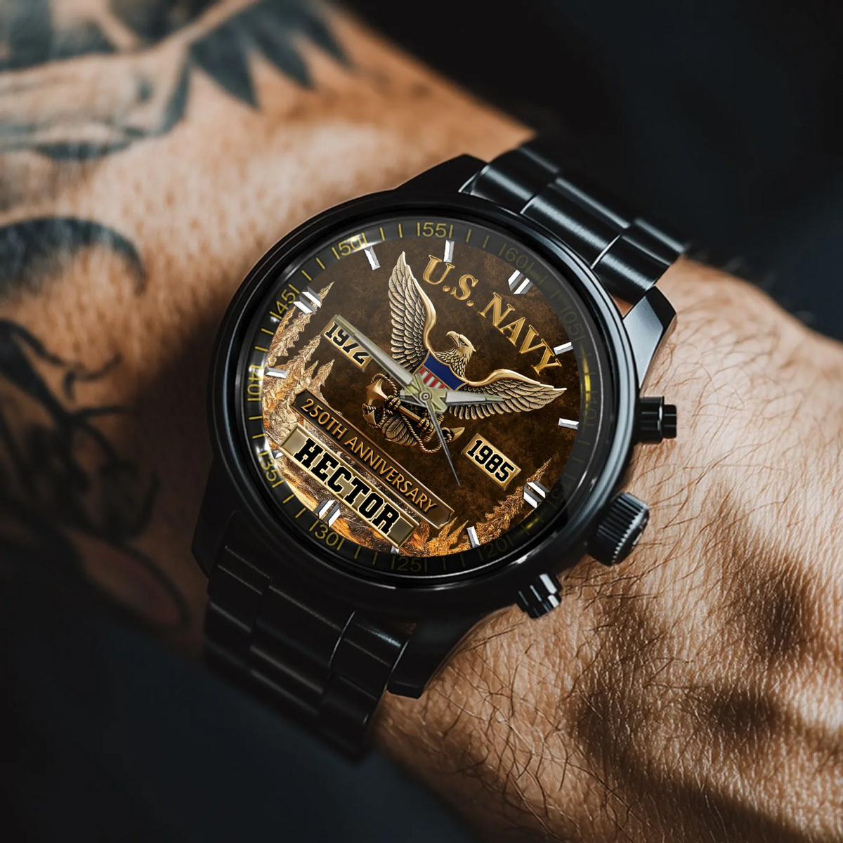 250th Anniversary Customized Veteran Watch - Personalized Name & Year And Military Branch - Gift For Veterans