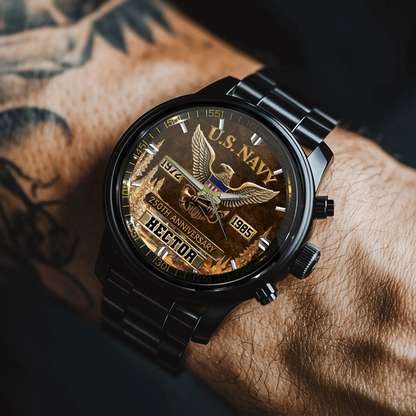 250th Anniversary Customized Veteran Watch - Personalized Name & Year And Military Branch - Gift For Veterans