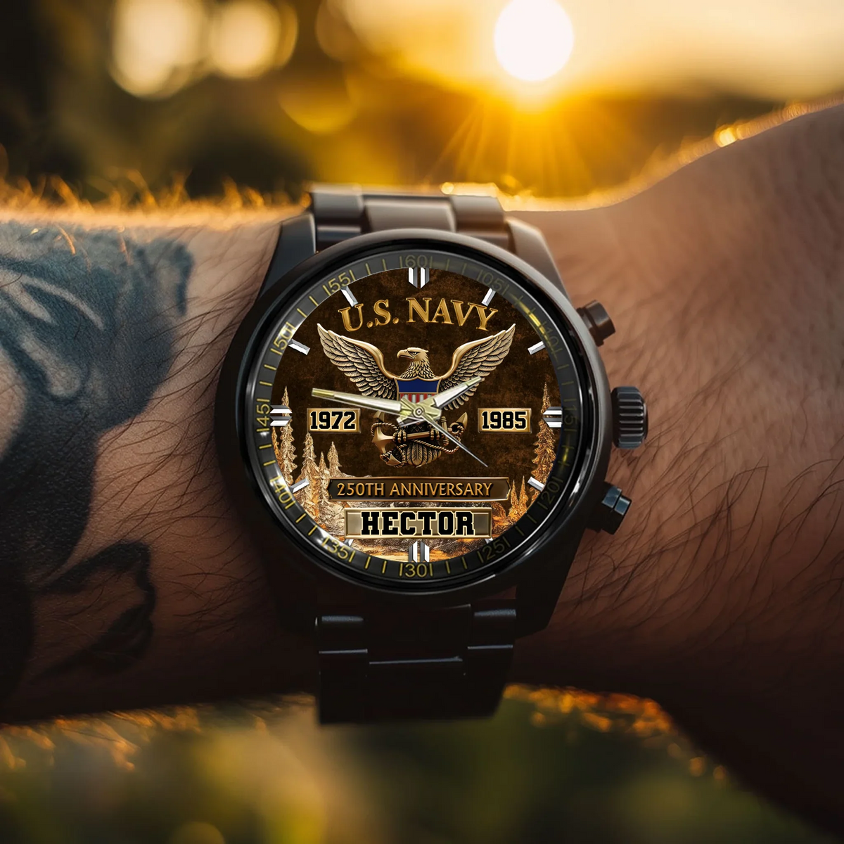 250th Anniversary Customized Veteran Watch - Personalized Name & Year And Military Branch - Gift For Veterans