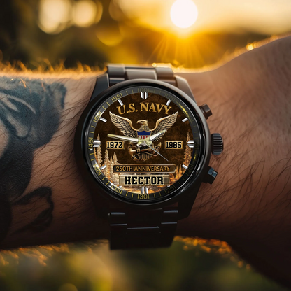 250th Anniversary Customized Veteran Watch - Personalized Name & Year And Military Branch - Gift For Veterans
