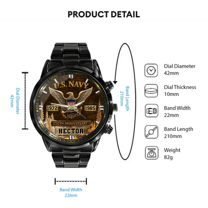 250th Anniversary Customized Veteran Watch - Personalized Name & Year And Military Branch - Gift For Veterans
