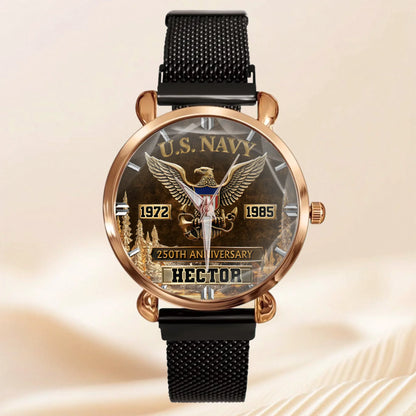 250th Anniversary Customized Veteran Watch - Personalized Name & Year And Military Branch - Gift For Veterans