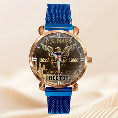 250th Anniversary Customized Veteran Watch - Personalized Name & Year And Military Branch - Gift For Veterans