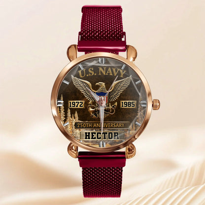 250th Anniversary Customized Veteran Watch - Personalized Name & Year And Military Branch - Gift For Veterans