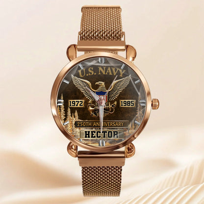 250th Anniversary Customized Veteran Watch - Personalized Name & Year And Military Branch - Gift For Veterans