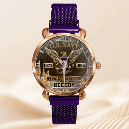 250th Anniversary Customized Veteran Watch - Personalized Name & Year And Military Branch - Gift For Veterans