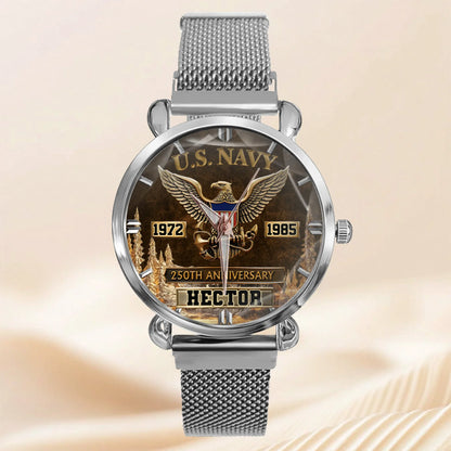 250th Anniversary Customized Veteran Watch - Personalized Name & Year And Military Branch - Gift For Veterans