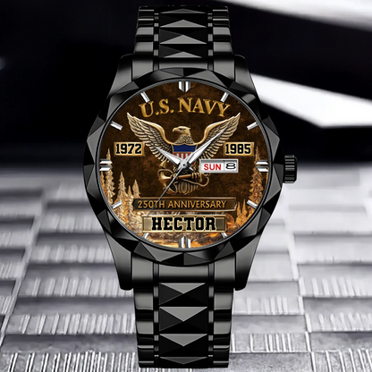 250th Anniversary Customized Veteran Watch - Personalized Name & Year And Military Branch - Gift For Veterans