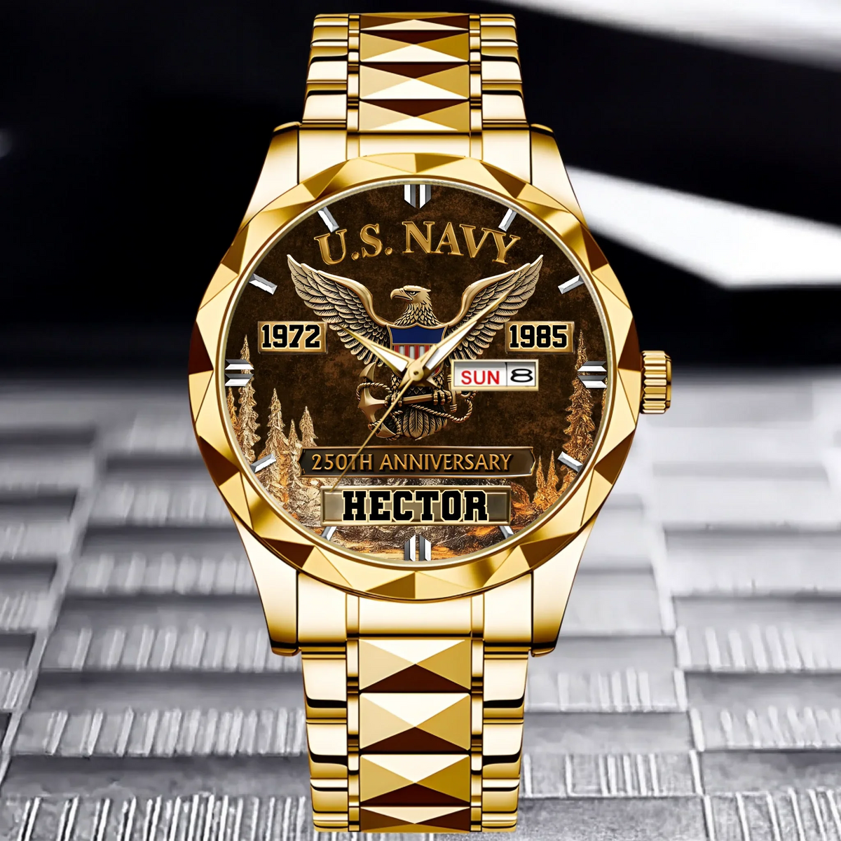 250th Anniversary Customized Veteran Watch - Personalized Name & Year And Military Branch - Gift For Veterans