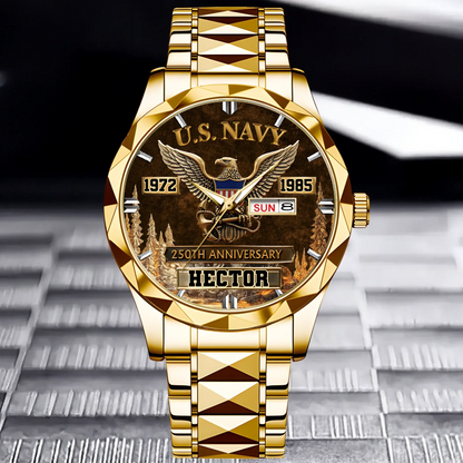 250th Anniversary Customized Veteran Watch - Personalized Name & Year And Military Branch - Gift For Veterans