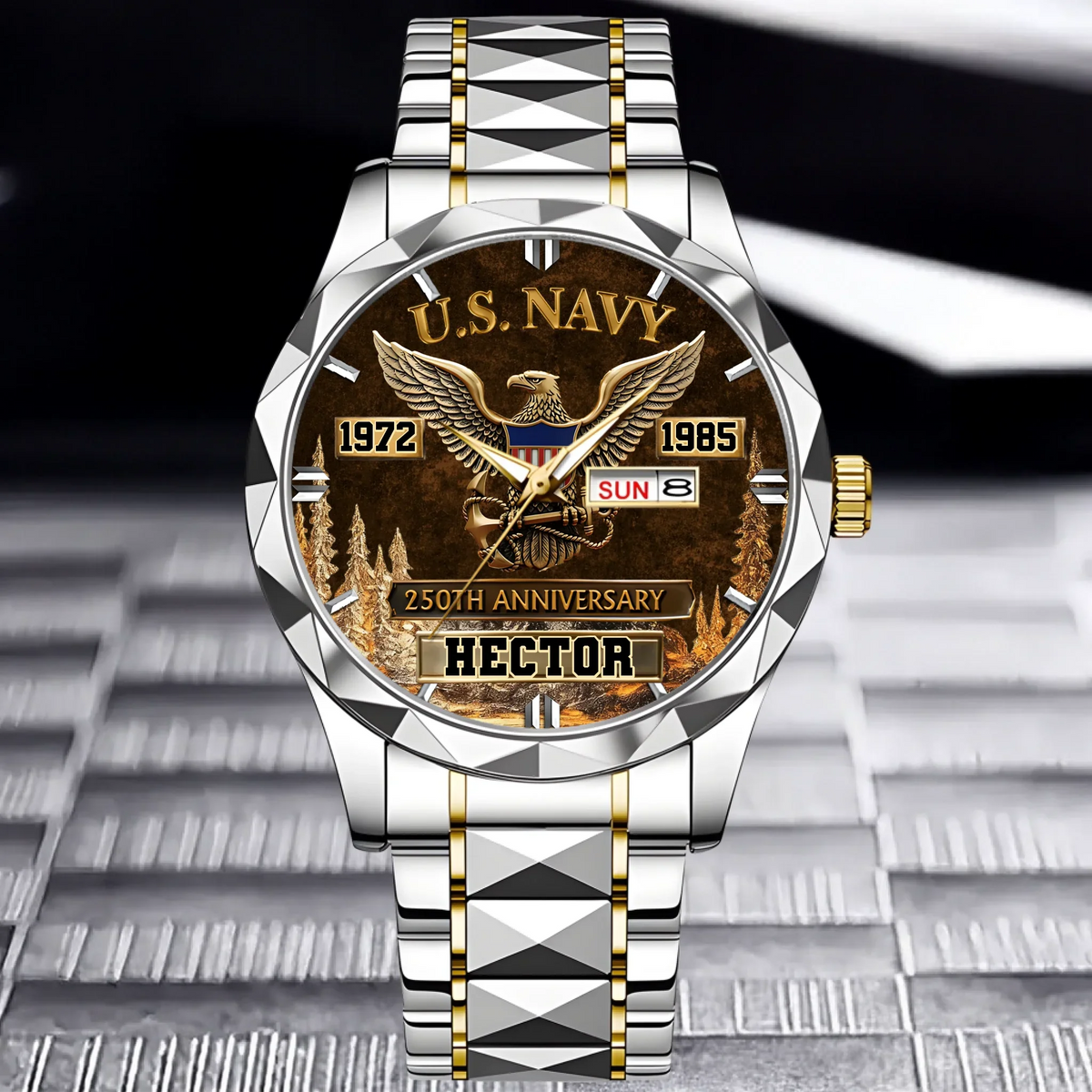 250th Anniversary Customized Veteran Watch - Personalized Name & Year And Military Branch - Gift For Veterans