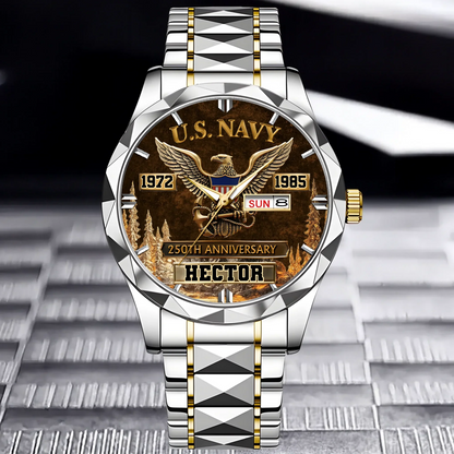 250th Anniversary Customized Veteran Watch - Personalized Name & Year And Military Branch - Gift For Veterans