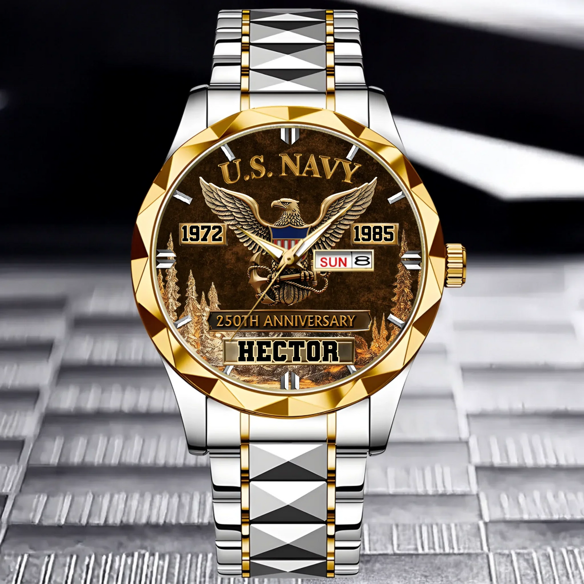 250th Anniversary Customized Veteran Watch - Personalized Name & Year And Military Branch - Gift For Veterans