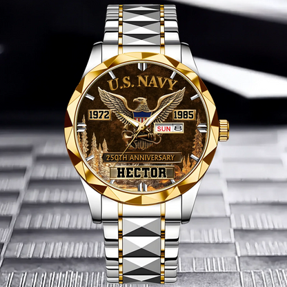 250th Anniversary Customized Veteran Watch - Personalized Name & Year And Military Branch - Gift For Veterans
