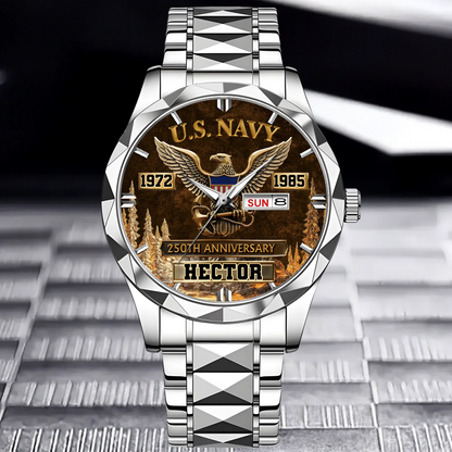 250th Anniversary Customized Veteran Watch - Personalized Name & Year And Military Branch - Gift For Veterans