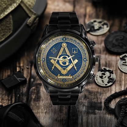 Masonic Square & Compass Customized Watch - Personalized Name – Timeless Fraternity Gift