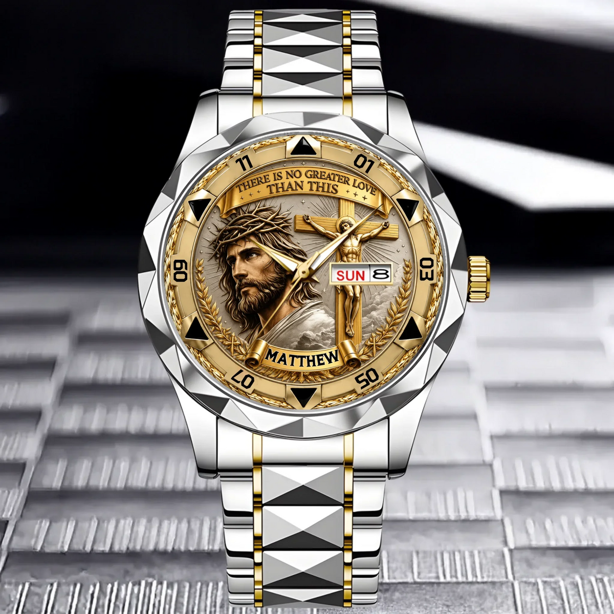 Custom Jesus Christ Crucifix Watch - Personalized Name Watch - Christian Faith Gift For Men, Christian Families
